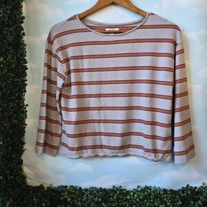 Madewell Long Sleeve Top - Rust and Light Gray Stripes